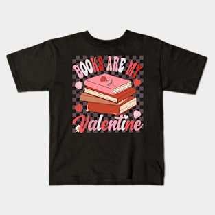 Books Are My Valentine Groovy Valentine's Day Book Lover Kids T-Shirt